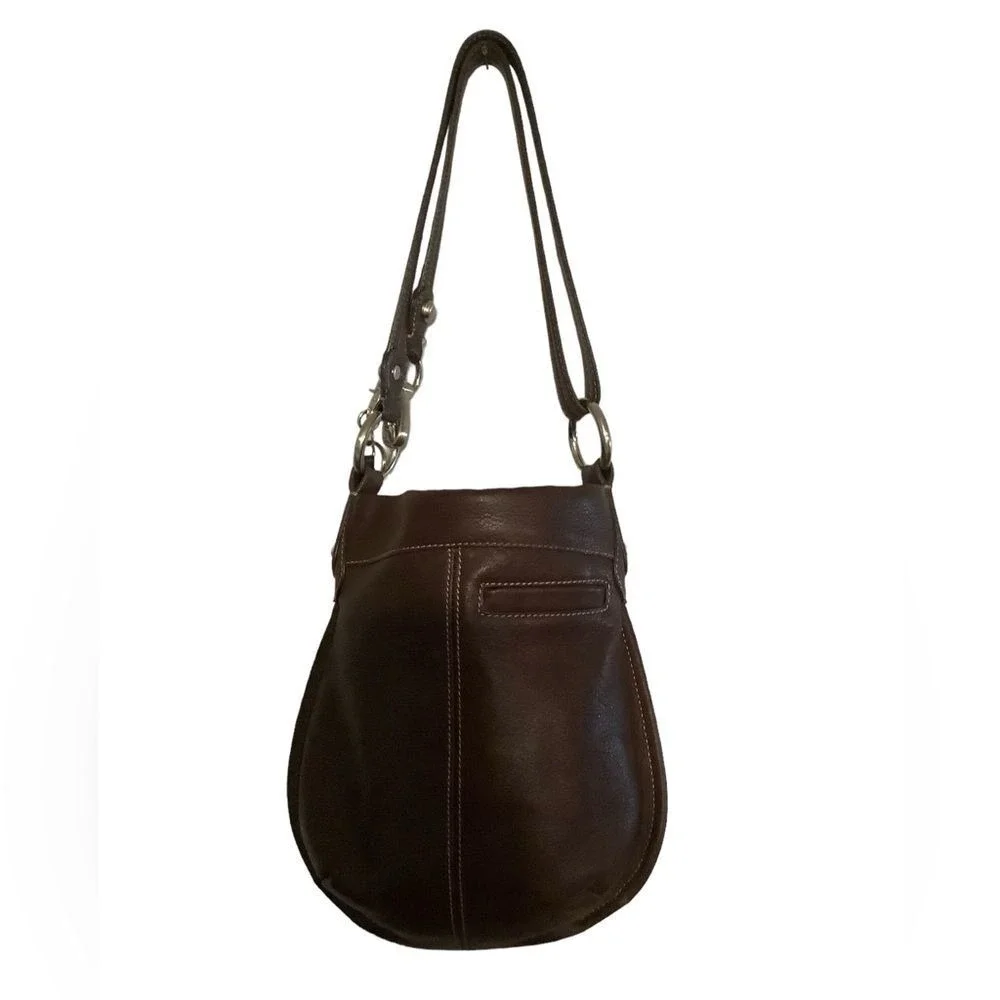 B. Makowsky brown Togo leather crossbody handbag with silver hardware‎